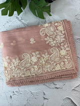 Tissue Organza saree with embroidery work MS14791 PastelPeach