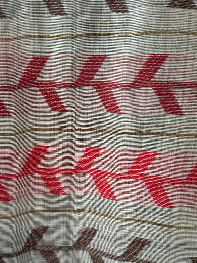 Jamdani silk Cotton Saree with blouse MS12551