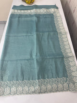 Crush Organza embroidery saree MS9739 DuskyBlue