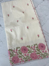 Mul chanderi embriodery saree with scalloped borders MSH176