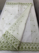 Soft Organza saree with embroidery borders - MCW896 White to Green