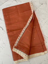 Blended Malai chanderi saree with lace borders MS5568