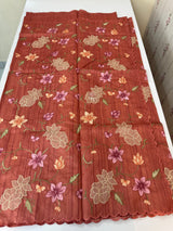 Blended tussar saree with applique work and embroidery MTSS451 DarkPeach