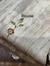 Semi tussar saree with hand painting, kanta embroidery and Pita work MS3433