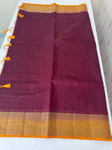Jute silk sarees with contrast pallu & blouse MJL396