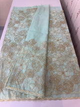 Semi organza saree with thread work - MSH910 AquaGreen