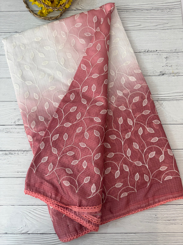 Ombre Soft kota checks saree with embroidery SVTS20