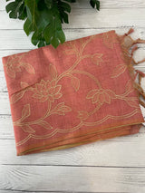 Ombre Soft Tissue linen saree with appliqué work MSL875