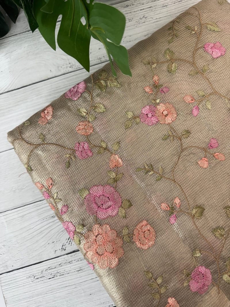 Kota Tissue Silk Saree with multicolor embroidery - SYACSER