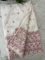 Glass tissue organza saree with embroidery MSF132 White to DustyPink