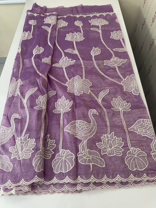 Crush Organza Applique work saree MS14987 - DarkLavender