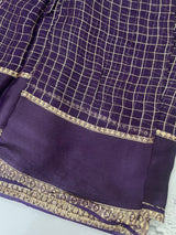 Crepe chiffon georgette saree with checks MS40097 PURPLE