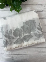 Tissue mix soft silk saree with applique work MTSS5432 White to Grey