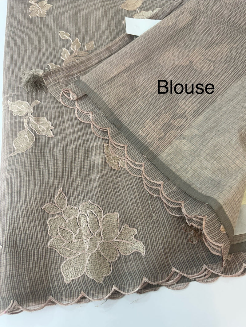 Silky kota embroidery saree  MSK890 DuskyBrown