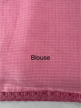 Kota checks saree with embroidery MS7679- Pink