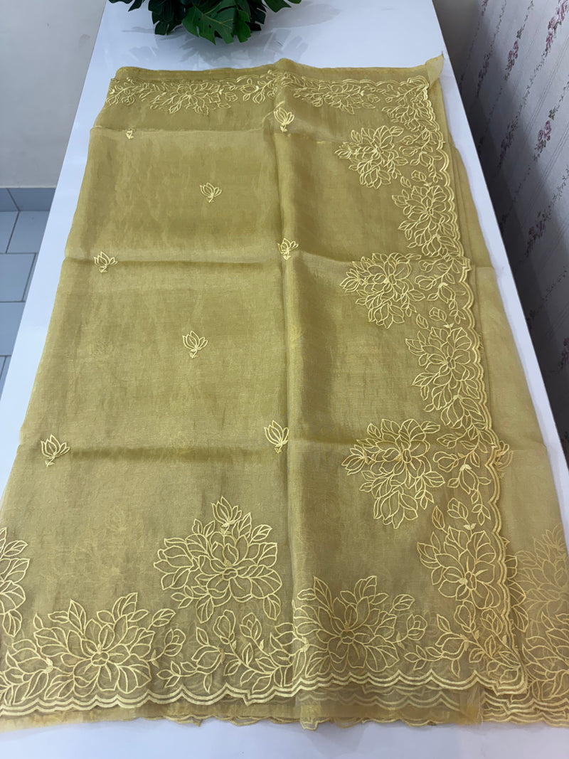 Tissue Organza saree MS14051- DuskyYellow