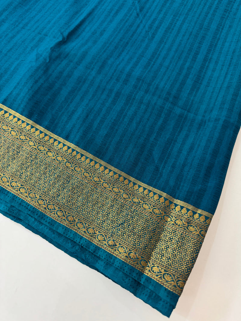 Crepe Banarasi viscose Georgette saree with brocade blouse MS953211- TealBlue
