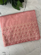 Glassy tissue organza saree with embroidery FKSF133- PeachPink