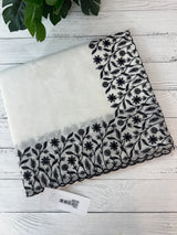 Kota silk saree with embroidery MSB643 White & Black