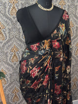 Chiffon Georgette saree with mirror work - MS7611