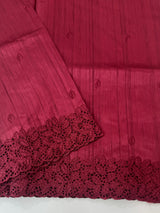 Cutwork Semi tussar saree MTSS845 - Burgundy