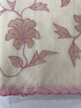 Mul chanderi tissue applique work saree MSH177 - Offwhite to Pink