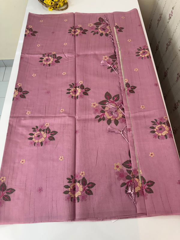 Blended matka tussar silk saree with embroidery - MS90654 OnionPink