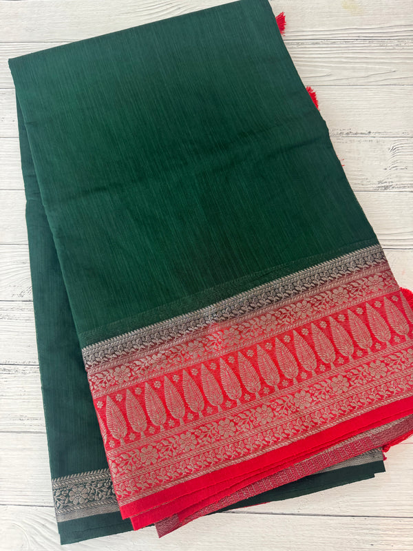 Jute linen sarees with contrast pallu & blouse MJL456
