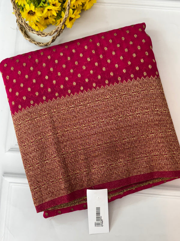 Semi banarasi Khaddi Georgette saree - MS1498 RaniPink