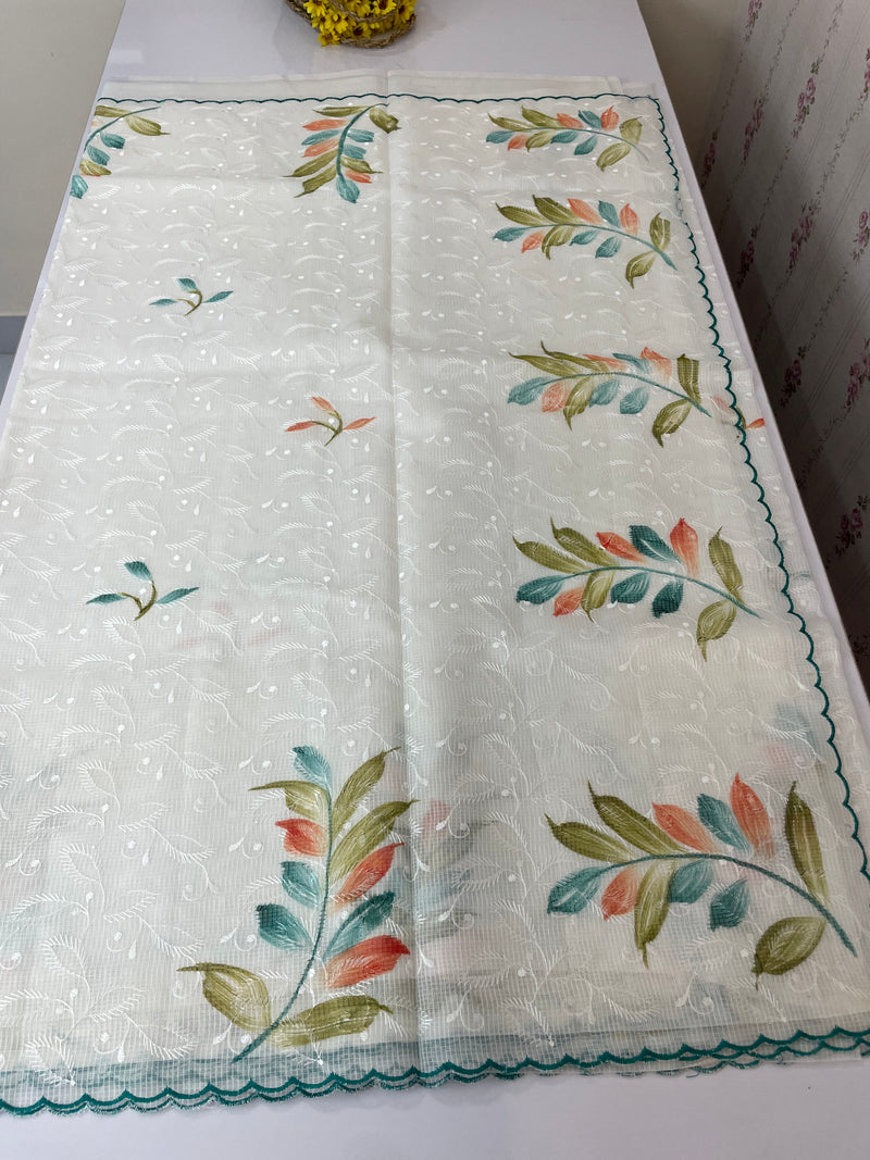 NetkKota saree with handpainting and embroidery MS7833