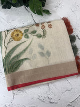 Tissue linen saree with blouse MS14462 (1)