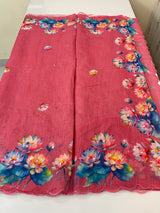 Digital printed semi Linen Saree MLS711 - PeachPink