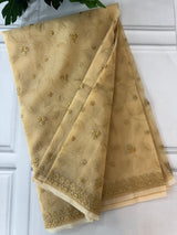 Banarasi kora oraganza saree with embroidery  MKOS321 Darkcream