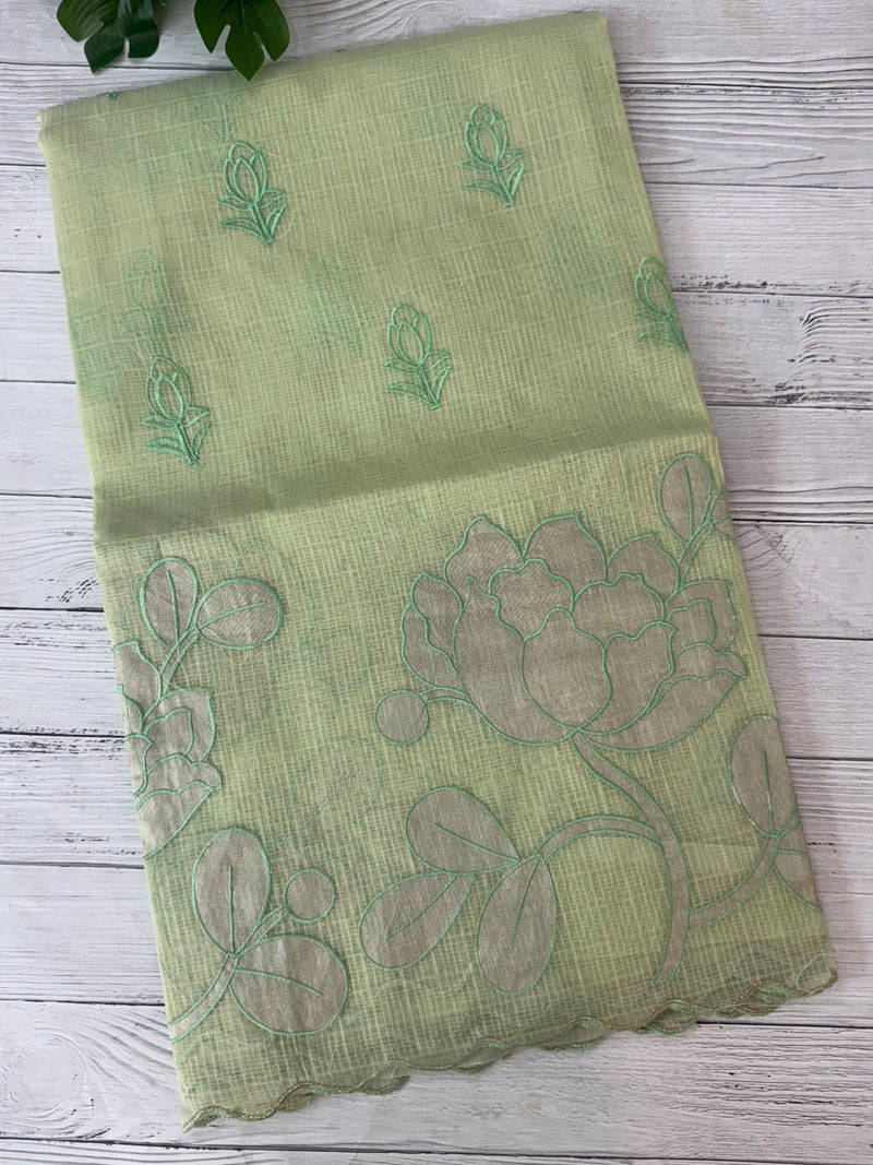 NetKota saree with tissue applique work MS15145 - PastelGreen