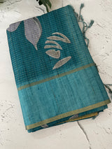 Soft silk saree with thread work and digital prints MGS5678