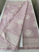 Kota silk saree with chikankari work  MSK334 Pasel OnionPink