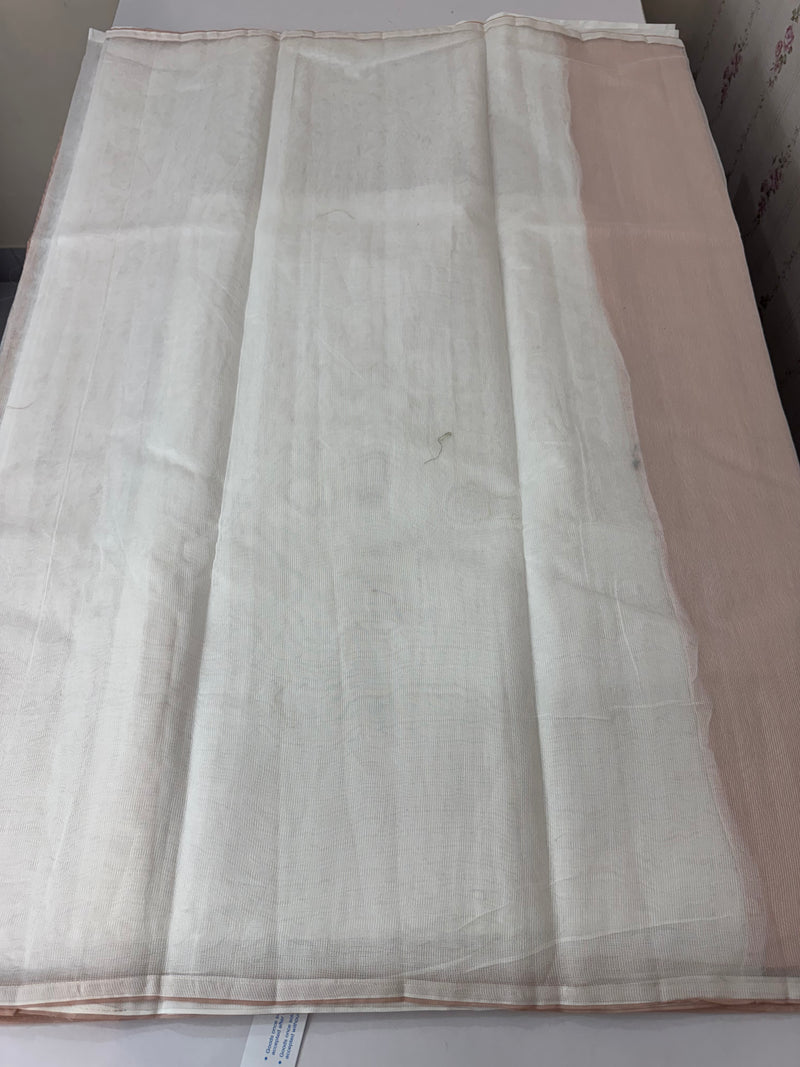 Supernet saree with applique work MCJ5433 - DuskyPeach to White