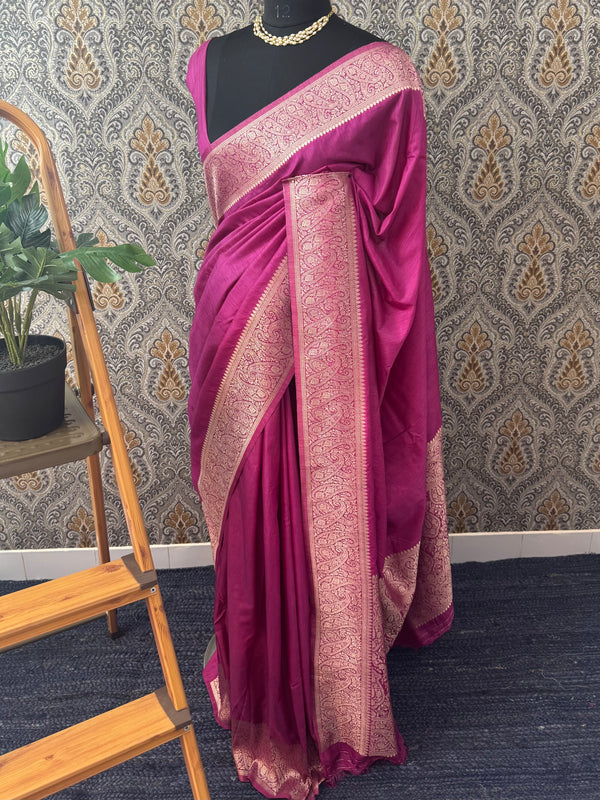 Blended tussar silk saree with Banarasi border FBTW3026