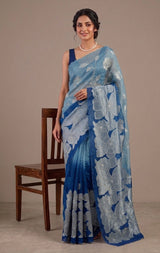 Double shade Semi organza saree with appliqué work - MSH949