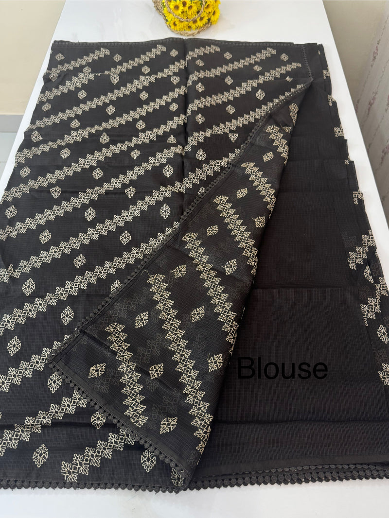 Soft kota silk saree with embriodery MS14808 Black