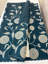 Viscose organza is saree with applqiue work - MSH930 Teal