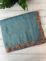 Crush Organza embroidery saree MS14567 Blue
