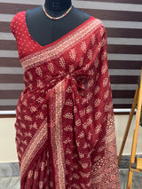 Hand block printed pure kota doria saree MBKD457