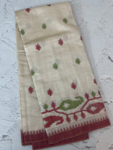 Blended tussar saree with cross embriodery - MSH1456