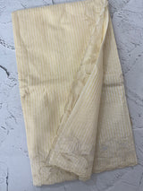 Striped Mul chanderi saree with applique borders MSH987 - Pale Yellow
