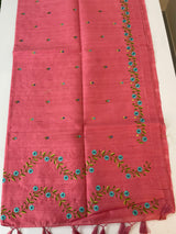 Blended tussar silk saree with embroidery SNFNRCY Crimsonpink