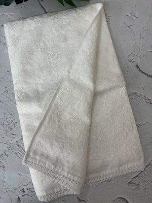 Soft kota checks saree with embroidery - MS7676 White