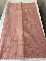 Tissue Silk applique work saree MSH120 PastelPink