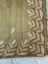 Blended tussar saree with cutwork - MSHK690 Chikoo