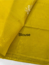 Kota  checks saree with embroidery - MS7679 Yellow